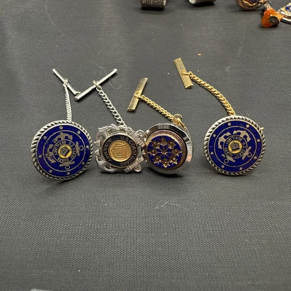 LOT-US Coast Guard Auxillary Lapel Pin Silver & Gold Tone,‎ cufflinks, tie tacks